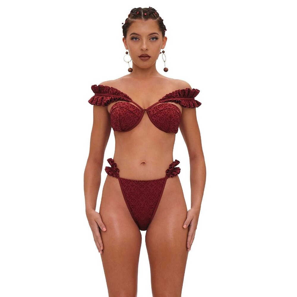 Andrea Iyamah Mulan Bikini Set Wine Color – Size XS NWT